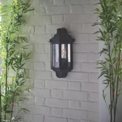 LAP Outdoor Half Lantern Wall Light Satin Black -Fashion Lamps 148PG A2