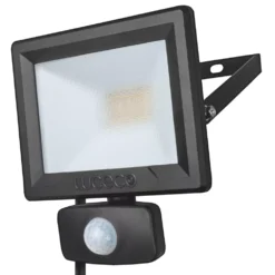 Luceco ECO Slimline Outdoor LED Floodlight With PIR Sensor Black 30W 2400lm