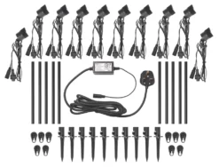 Essentials Decca Outdoor LED Spike Light Kit Black 6W 280lm 10 Pack -Fashion Lamps 1979X A2