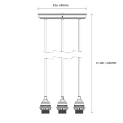 Quay Design Cable Set 3-Light Cable Set Pendant Antique Brass -Fashion Lamps 199VG A7