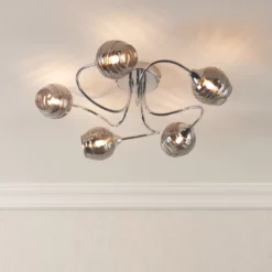 Quay Design Leonie LED 5-Light Semi-Flush Ceiling Light Chrome 10W 200lm -Fashion Lamps 238VH A5