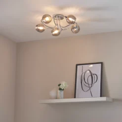 Quay Design Leonie LED 5-Light Semi-Flush Ceiling Light Chrome 10W 200lm -Fashion Lamps 238VH A6