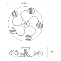 Quay Design Leonie LED 5-Light Semi-Flush Ceiling Light Chrome 10W 200lm -Fashion Lamps 238VH A7