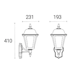4lite Outdoor LED Outdoor Wall Lantern Black 8W 546lm -Fashion Lamps 241RR A4