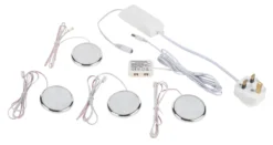 LAP Circo Round LED Disk Cabinet Downlight Chrome 0.45W 100lm 4 Pack -Fashion Lamps 24907 A2