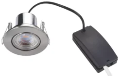 LAP Cosmoseco Tilt Fire Rated LED Downlight Contractor Pack Satin Nickel 5.8W 450lm 10 Pack -Fashion Lamps 265PP A3