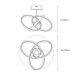 Quay Design Remi LED Semi-Flush Light Matt Black 28W 1555lm -Fashion Lamps 265VG A7