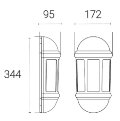 4lite Outdoor Half Wall Light/Lantern With PIR Sensor Black -Fashion Lamps 269RR A4