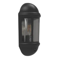4lite Outdoor Half Wall Light/Lantern With PIR Sensor Black