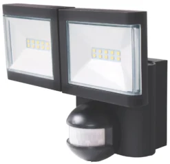 LAP Indoor & Outdoor LED Twin Floodlight With PIR Sensor Black 2 X 10W 1900lm