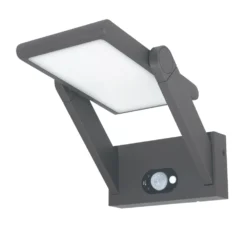 4lite Outdoor LED Adjustable Solar Wall Light With PIR Sensor Graphite 165lm