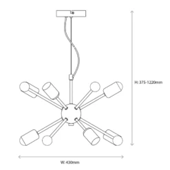 Quay Design Hansen LED Adjustable Multi-Arm Pendant Copper 12W 210lm -Fashion Lamps 349VH A7
