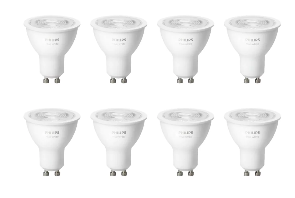 Philips Hue GU10 White LED Light Bulb 5.2W 400lm 8 Pack 1 Philips Hue GU10 White LED Light Bulb 5.2W 400lm 8 Pack