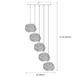 Quay Design Pippa LED 5-Light Cluster Pendant Chrome 140W 200lm -Fashion Lamps 381VH A7