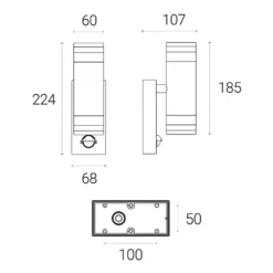 4lite Marinus Outdoor IP44 Up/Down Wall Light With PIR Sensor Anthracite -Fashion Lamps 404RR A3