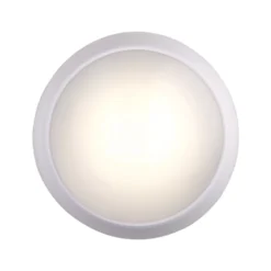 LAP Amazon Indoor & Outdoor Maintained Emergency Round LED Bulkhead Gloss White 16W 1200lm -Fashion Lamps 425PG A3