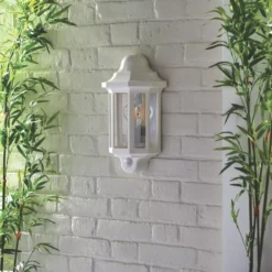 LAP Outdoor Half Lantern Wall Light With PIR Sensor White -Fashion Lamps 430PG A2