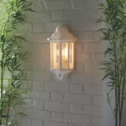 LAP Outdoor Half Lantern Wall Light With PIR Sensor White -Fashion Lamps 430PG A3
