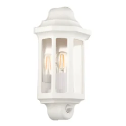 LAP Outdoor Half Lantern Wall Light With PIR Sensor White