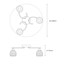 Quay Design Isabella LED 3-Light Flush Ceiling Light Chrome 7.5W 200lm -Fashion Lamps 444VH A7