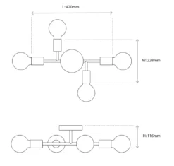 Quay Design Toby Semi-Flush Light Matt Dark Soft Gold -Fashion Lamps 449VG A6