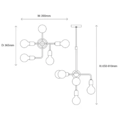 Quay Design Hansen LED 6-Light Fixed Multi-Arm Pendant Copper 12W 210lm -Fashion Lamps 466VH A7