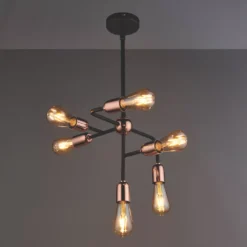 Quay Design Hansen LED 6-Light Fixed Multi-Arm Pendant Copper 12W 210lm