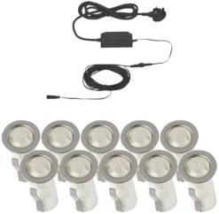 LAP Apollo White 15mm Outdoor LED Deck Light Kit Polished Stainless Steel 2.6W 10 X 2.5lm 10 Pack
