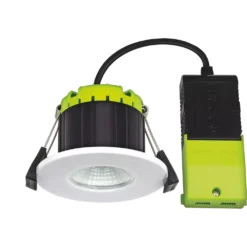 Luceco FTYPE COMPACT Fixed Cylinder Fire Rated LED Downlight White 6W 600lm -Fashion Lamps 520KJ A4