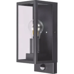 Luceco Outdoor LED Decorative External Wall Lantern With PIR & Photocell Sensor Slate Grey 7W 810lm