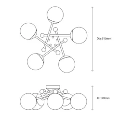 Quay Design Turner LED 5-Lamp Ceiling Light Satin Nickel 20W 470lm -Fashion Lamps 553VH A6