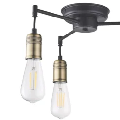 Quay Design Hyndman LED 3-Light Semi-Flush Ceiling Light Matt Antique Brass 6W 210lm -Fashion Lamps 554VH A2