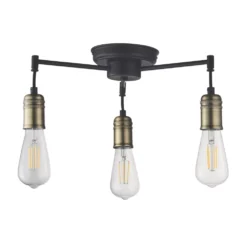 Quay Design Hyndman LED 3-Light Semi-Flush Ceiling Light Matt Antique Brass 6W 210lm -Fashion Lamps 554VH A3
