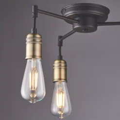 Quay Design Hyndman LED 3-Light Semi-Flush Ceiling Light Matt Antique Brass 6W 210lm -Fashion Lamps 554VH A4