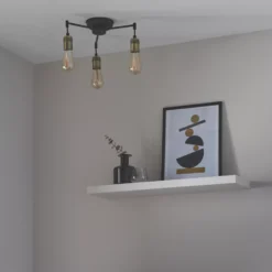 Quay Design Hyndman LED 3-Light Semi-Flush Ceiling Light Matt Antique Brass 6W 210lm -Fashion Lamps 554VH A5