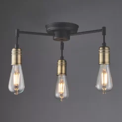 Fashion Lamps 5 Quay Design Hyndman LED 3-Light Semi-Flush Ceiling Light Matt Antique Brass 6W 210lm
