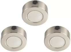 LAP Iris Round LED CCT Cabinet Downlight Satin Nickel 15W 3 X 400lm 3 Pack