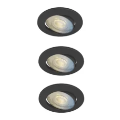 Calex SMD 220-240V 2700-6500K Adjustable Tilting Head LED Smart Downlight With Variable White Light Black 4.9W 345lm 3 Pack