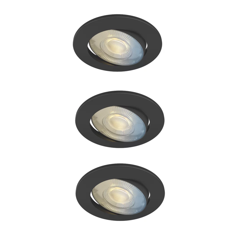 Calex SMD 220-240V 2700-6500K Adjustable Tilting Head LED Smart Downlight With Variable White Light Black 4.9W 345lm 3 Pack 1 Calex SMD 220-240V 2700-6500K Adjustable Tilting Head LED Smart Downlight With Variable White Light Black 4.9W 345lm 3 Pack