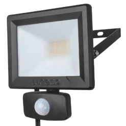 Luceco ECO Slimline Outdoor LED Floodlight With PIR Sensor Black 10W 800lm