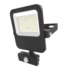 4lite Outdoor LED Floodlight With PIR Sensor Black 50W 5750lm