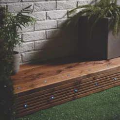 LAP Apollo Blue 15mm Outdoor LED Deck Light Kit Polished Stainless Steel 2.6W 10 X 0.8lm 10 Pack -Fashion Lamps 600FX A3