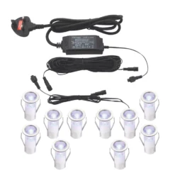 LAP Apollo Blue 15mm Outdoor LED Deck Light Kit Polished Stainless Steel 2.6W 10 X 0.8lm 10 Pack