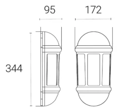 4lite Outdoor LED Outdoor Half Wall Lantern Black 8W 400lm -Fashion Lamps 601RR A4