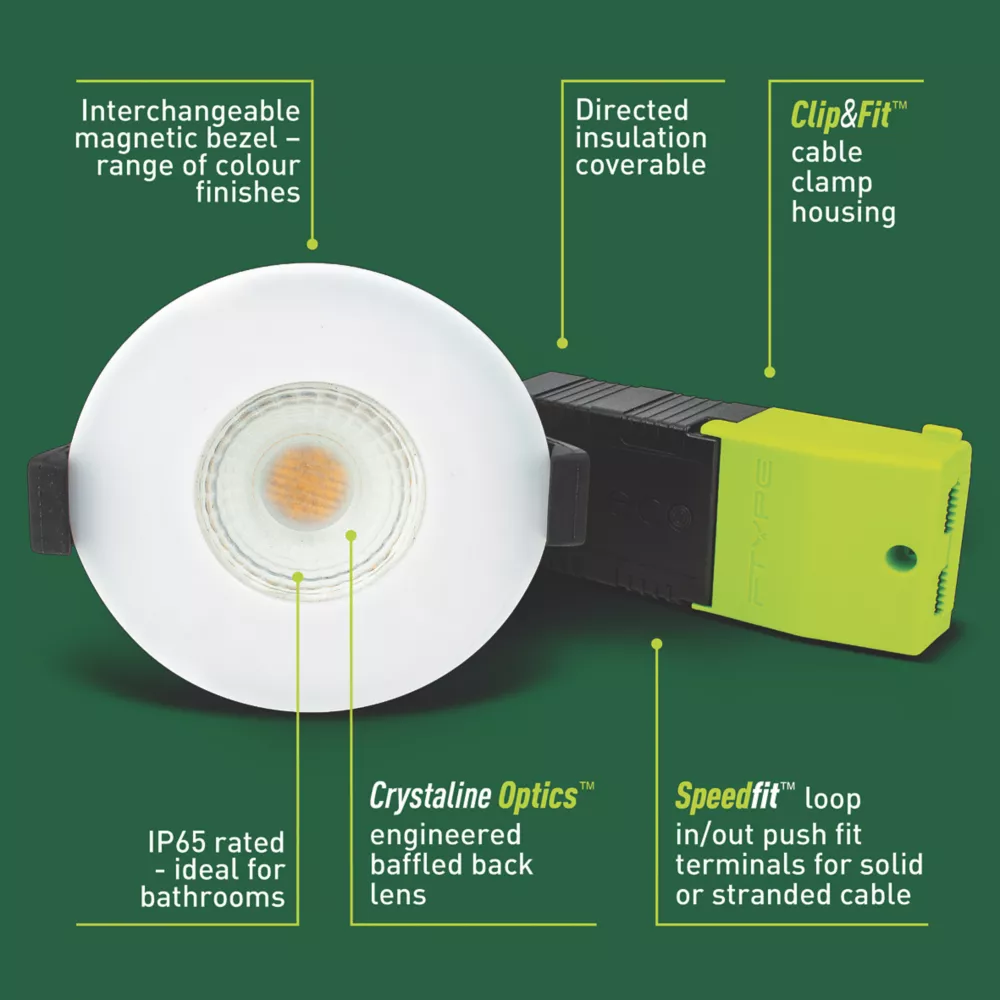 Luceco FType Fixed Fire Rated LED Downlight Matt White 4W 400lm 3 Luceco FType Fixed Fire Rated LED Downlight Matt White 4W 400lm - Image 3