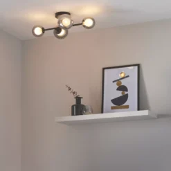 Quay Design Leo LED 4-Light Flush Light Matt Black 8W 200lm -Fashion Lamps 635VH A5