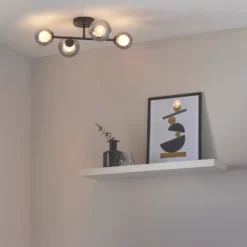 Quay Design Leo LED 4-Light Flush Light Matt Black 8W 200lm -Fashion Lamps 635VH A6