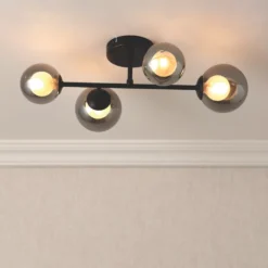 Fashion Lamps 17 Quay Design Leo LED 4-Light Flush Light Matt Black 8W 200lm