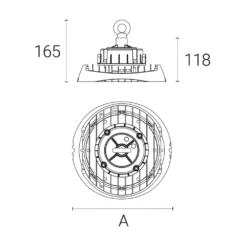 4lite Maintained Emergency LED Highbay Black 100W 13,000lm -Fashion Lamps 669RR A5