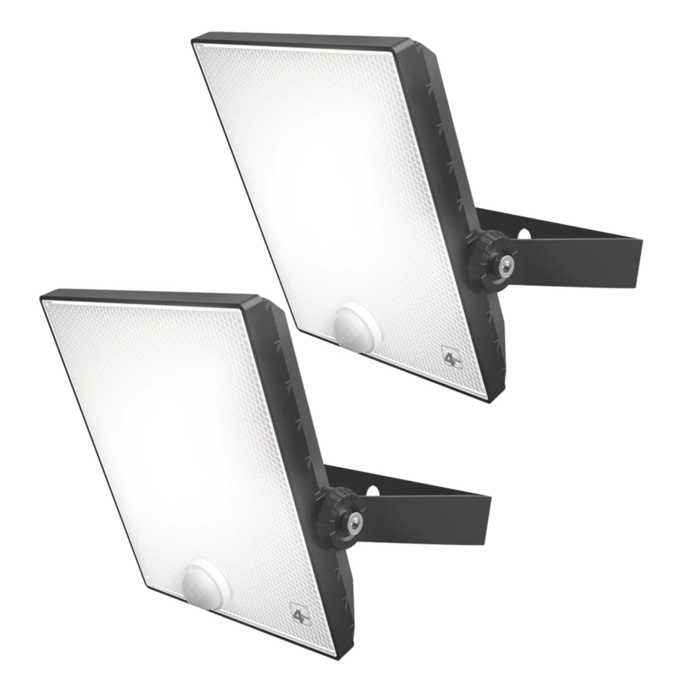 4lite Outdoor LED Floodlight With PIR Sensor Black 20W 1581lm 2 Pack 1 4lite Outdoor LED Floodlight With PIR Sensor Black 20W 1581lm 2 Pack